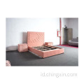 Pink Beludru Bed Fabric Bed Grosir Set Kamar Tidur